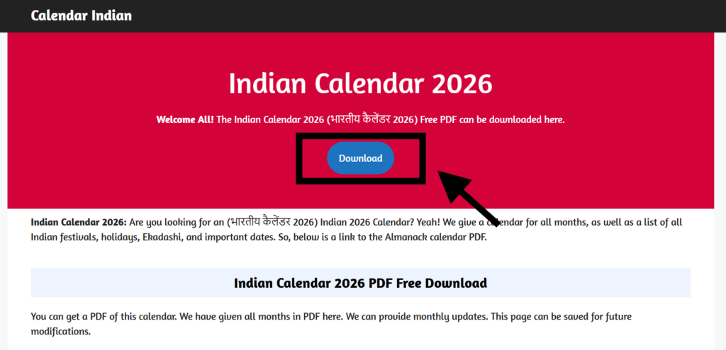 indian calendar 2026